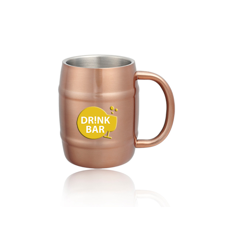14 oz Copper Coated Stainless Steel Moscow Mule Barrel Mugs