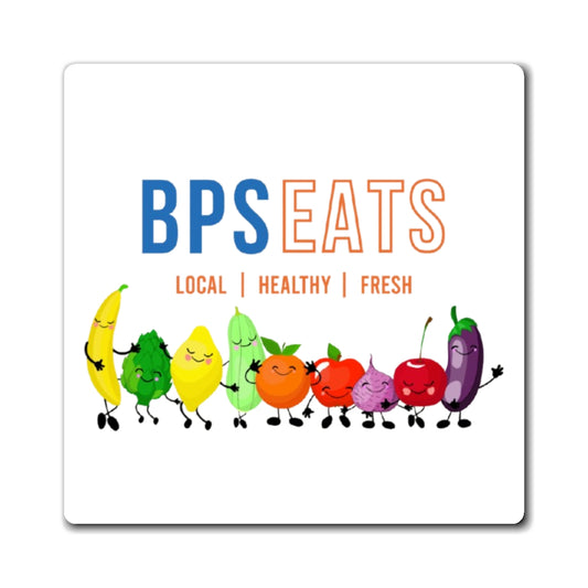 BPS Eats Square Magnet — Local • Healthy • Fresh Fruit & Veggie Fridge Magnet
